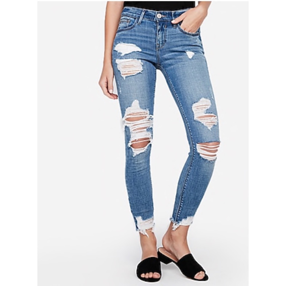 Express mid rise ripped ankle jegging
